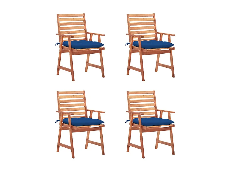 Chaises à dîner d'extérieur 4 pcs avec coussins Acacia massif