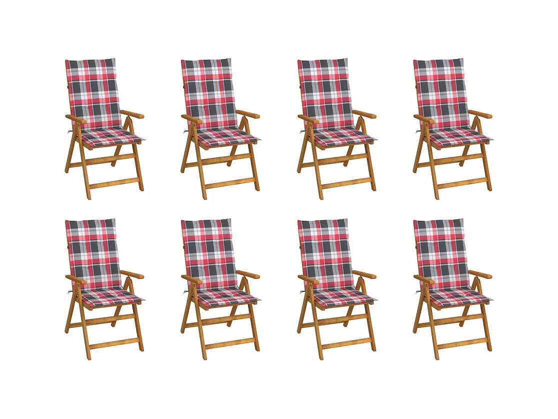 Chaises pliables de jardin avec coussins 8 pcs Bois d'acacia