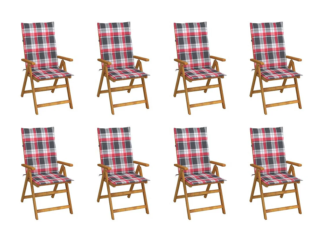 Chaises pliables de jardin avec coussins 8 pcs Bois d'acacia