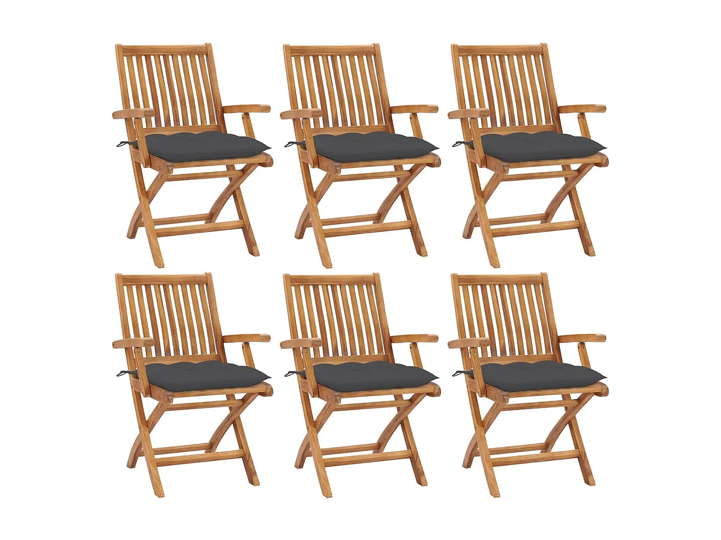 Chaises pliables de jardin avec coussins 6 pcs Bois de teck
