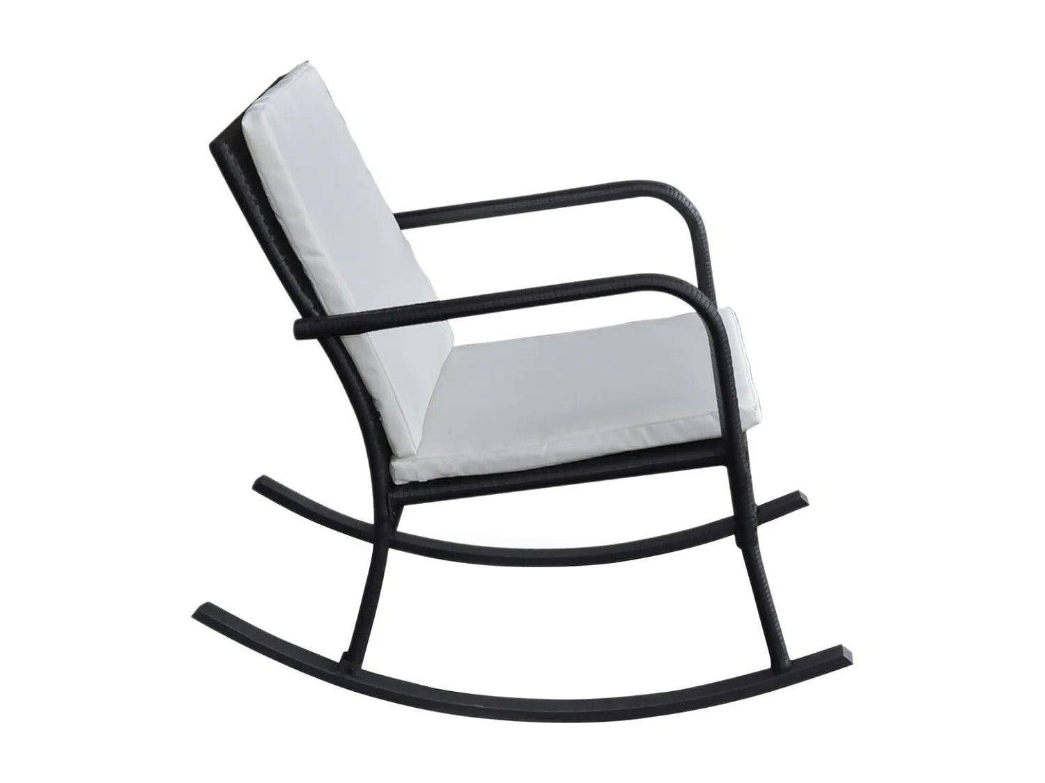 Mecedora de exterior Mimbre de resina negra