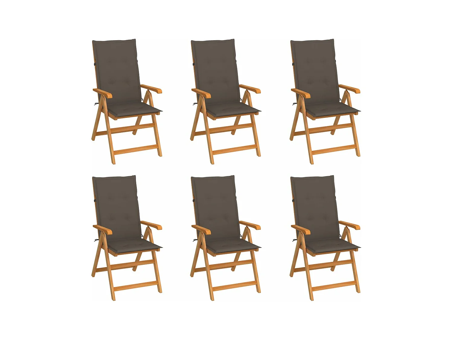 Chaises de jardin lot de 6 avec coussins taupe Bois teck massif