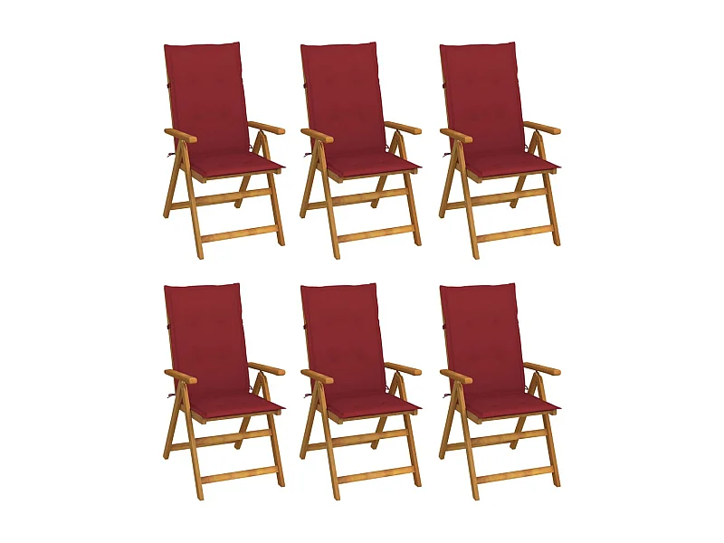 Chaises pliables de jardin 6 pcs avec coussins Bois d'acacia