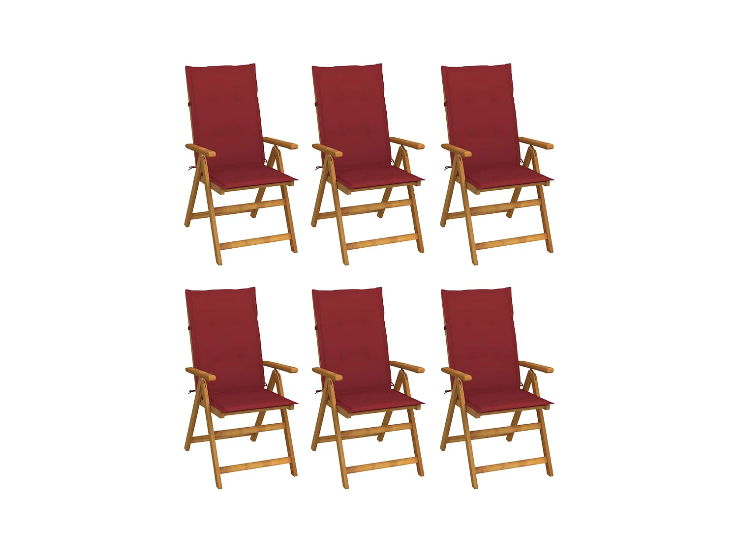Chaises pliables de jardin 6 pcs avec coussins Bois d'acacia