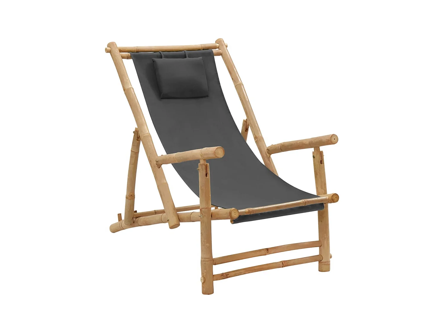 Chaise de terrasse Bambou et toile Gris foncé