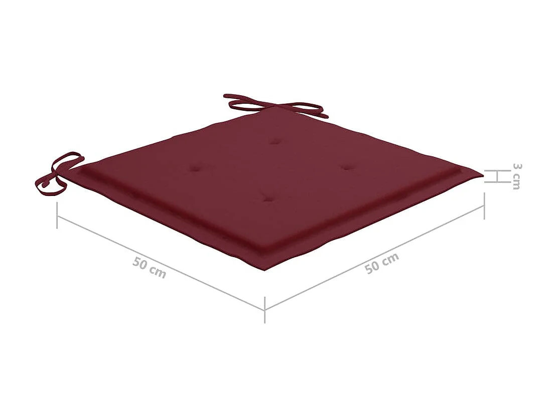 Chaises de jardin 8 pcs avec coussins bordeaux Bois de teck