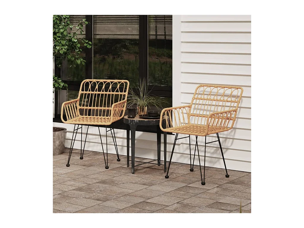 Set di 2 sedie da giardino con braccioli 56x64x80 cm Vimini in resina