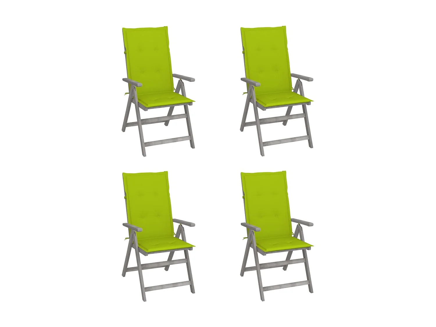Chaises inclinables de jardin 4 pcs avec coussins Bois d'acacia
