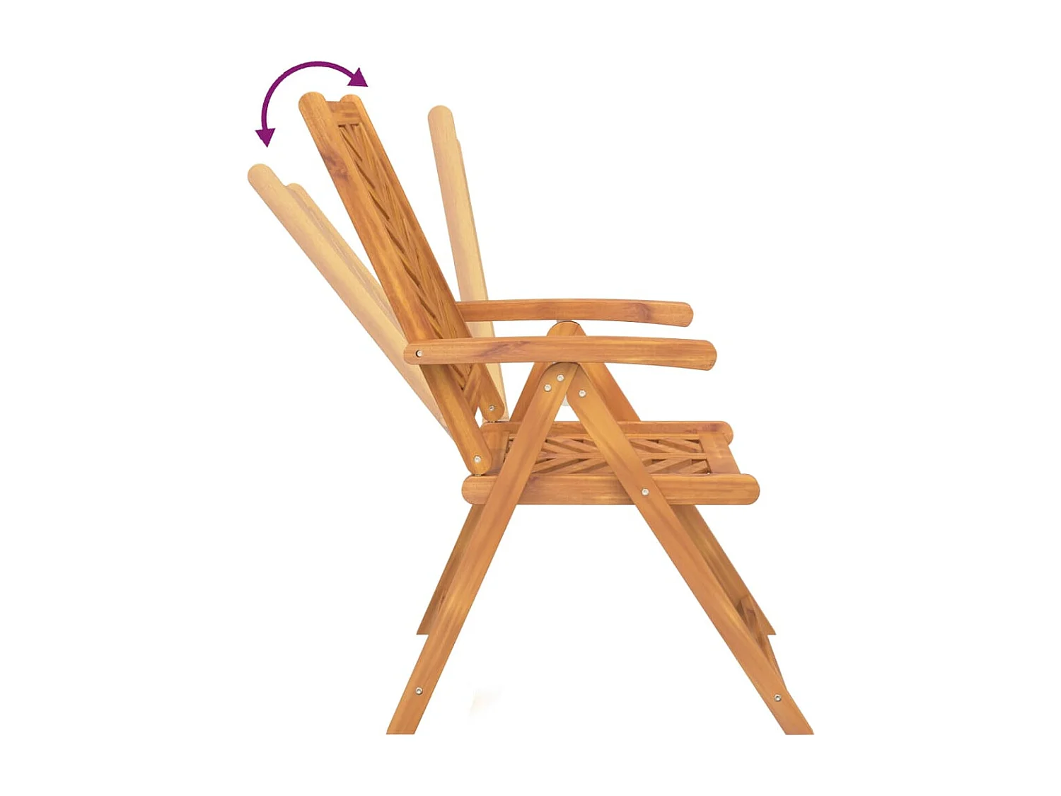 Set di 2 sedie da giardino reclinabili in legno massello di acacia