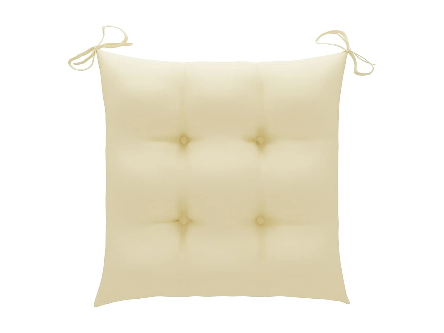 8 Stück Gartenstühle mit cremeweißen Kissen. Massives Teakholz