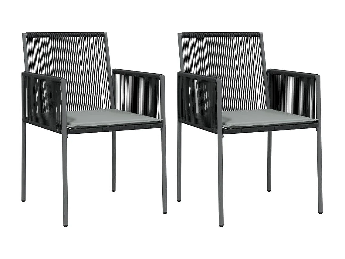 Chaises de jardin et coussins lot de 2 noir 54x60,5x83,5 cm