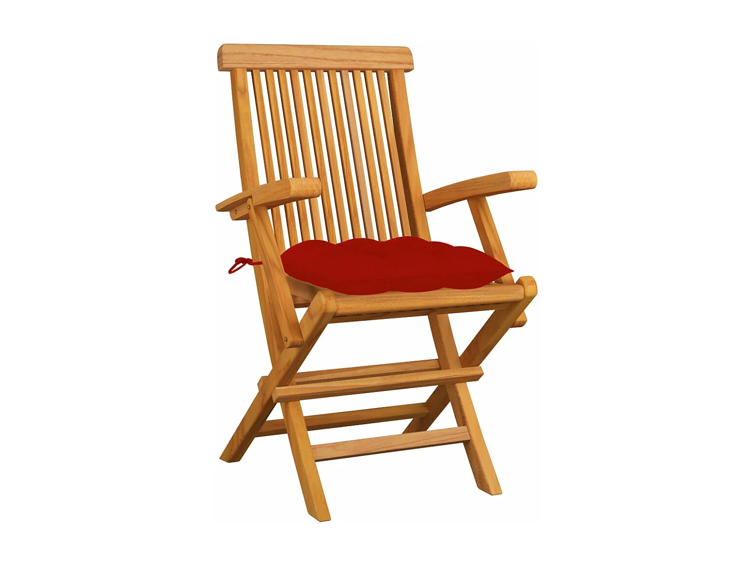 Chaises de jardin avec coussins rouge 3 pcs Bois de teck massif