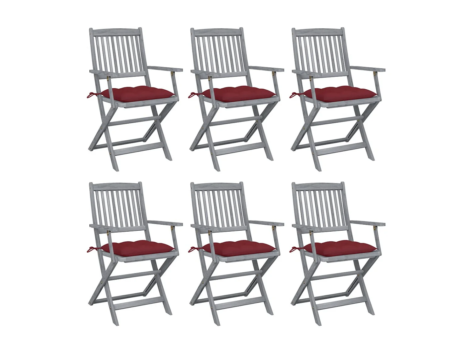 Chaises pliables d'extérieur 6 pcs avec coussins Bois d'acacia