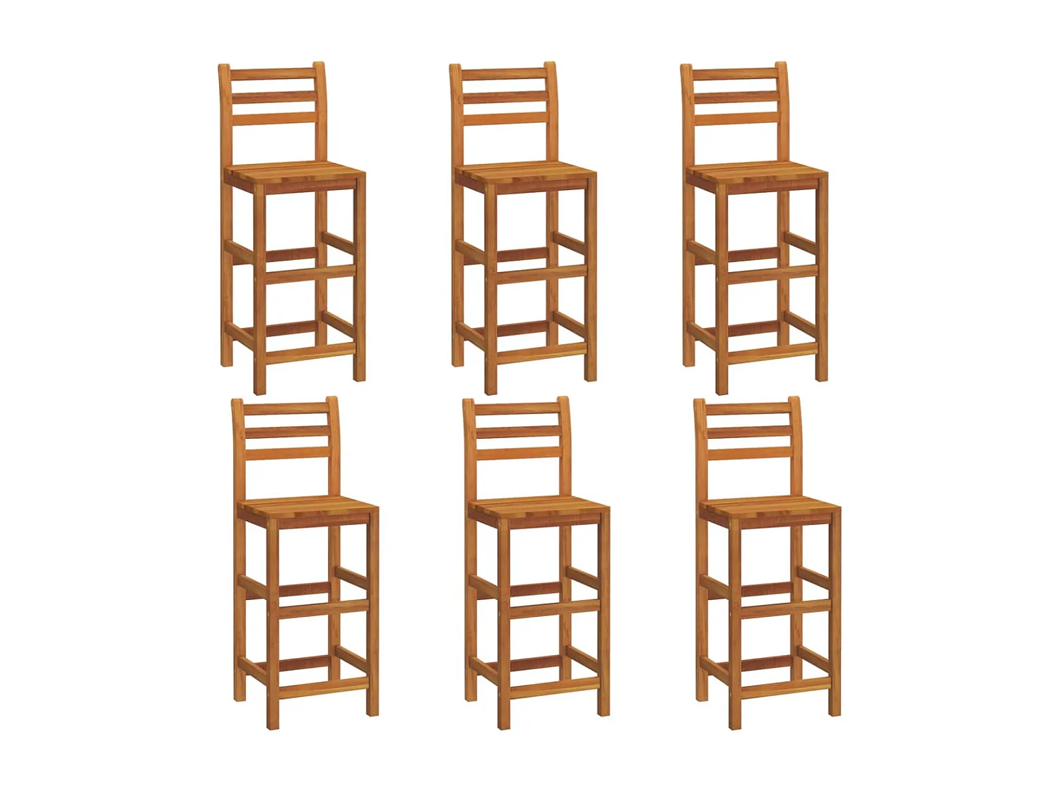 Tabourets de bar lot de 6 bois massif d'acacia