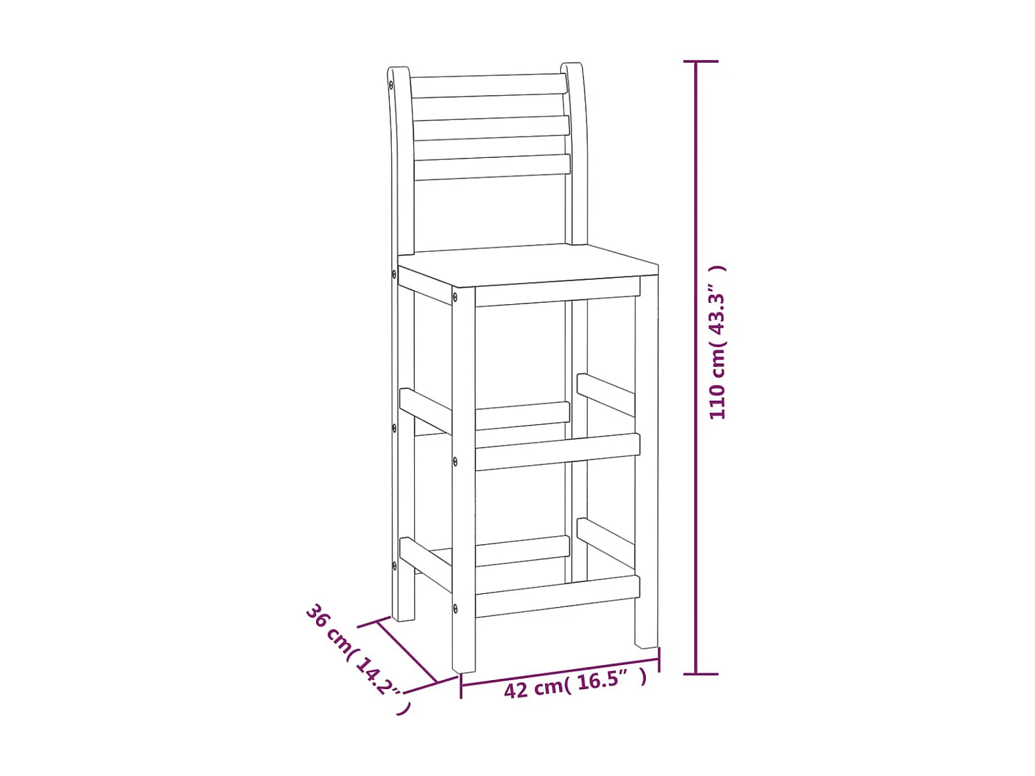 Tabourets de bar lot de 6 bois massif d'acacia