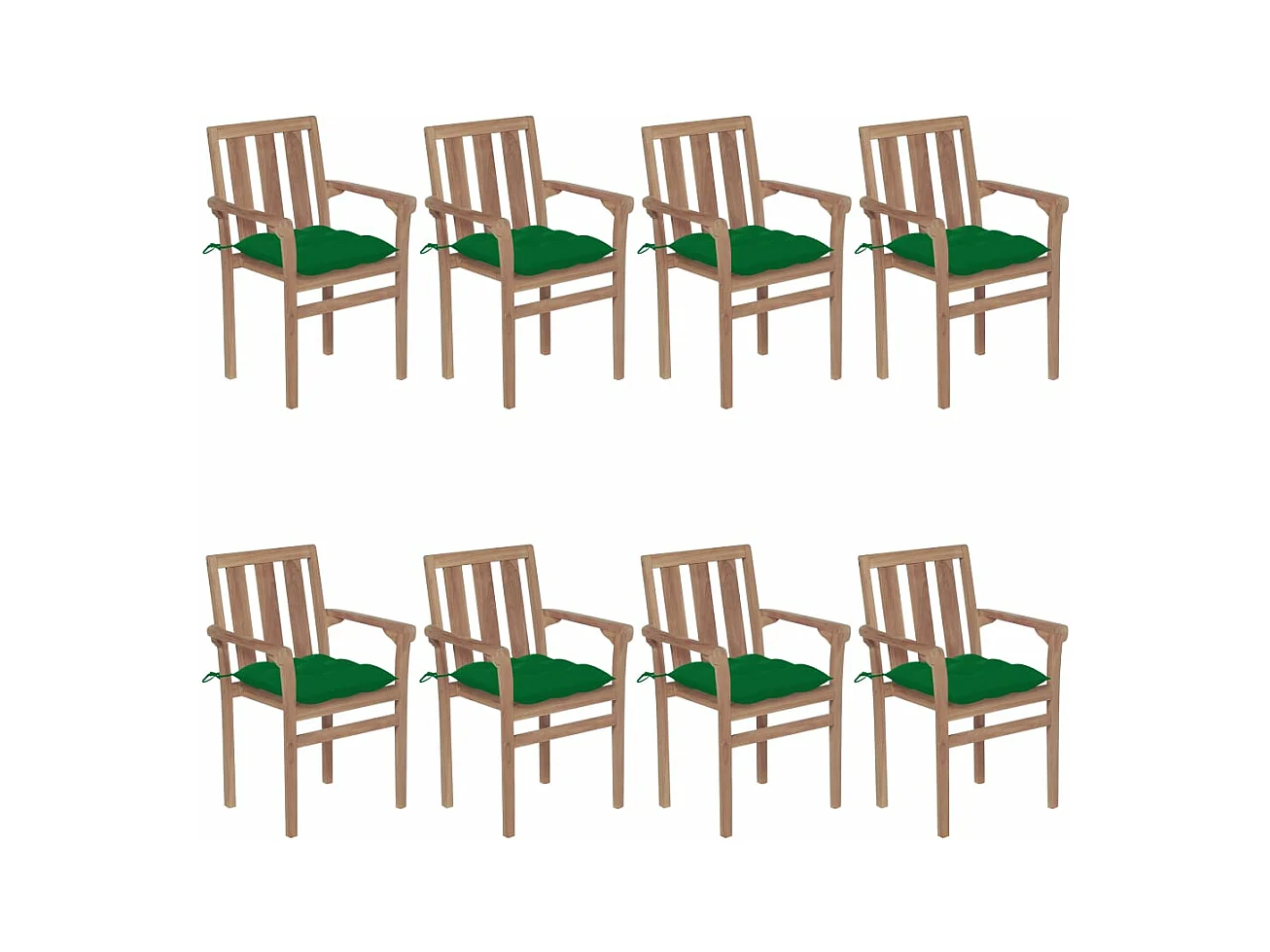 Stapelbare tuinstoelen met kussens 8 stuks Massief teakhout