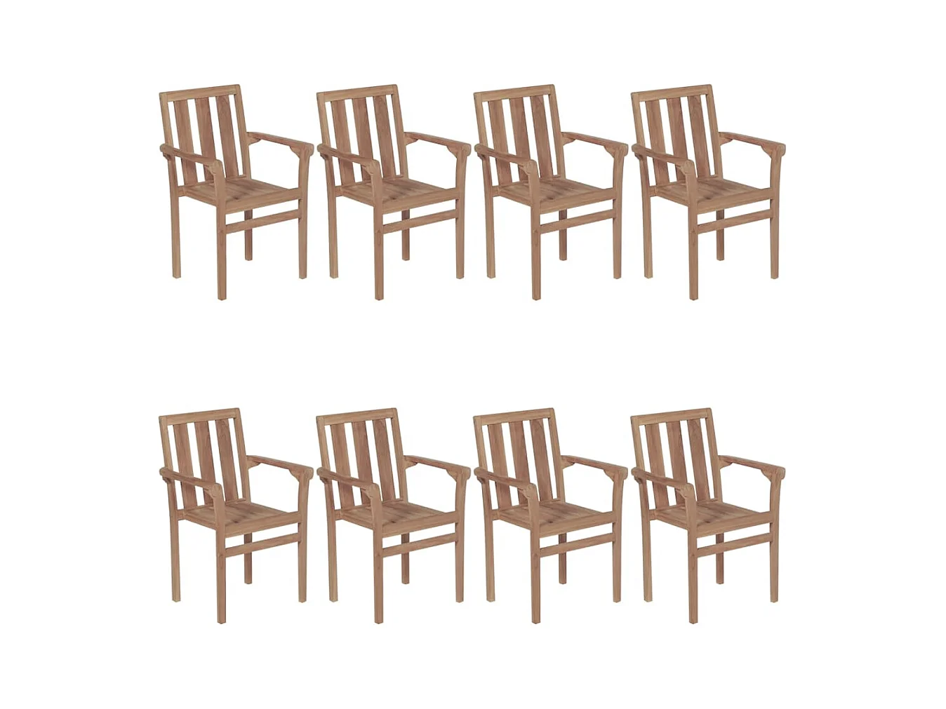 Stapelbare tuinstoelen met kussens 8 stuks Massief teakhout