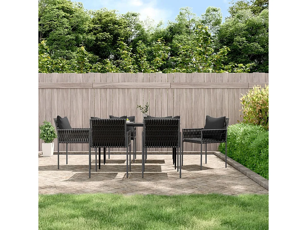 Chaises de jardin avec coussins lot de 6 noir 54x61x83 cm rotin