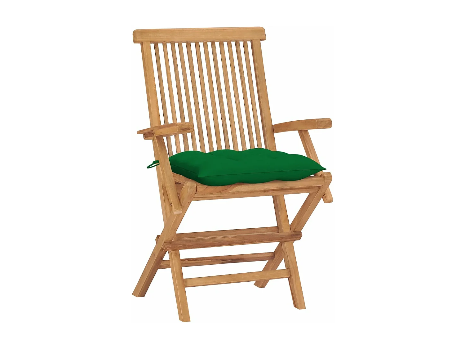 Chaises de jardin avec coussins vert 4 pcs Bois de teck massif