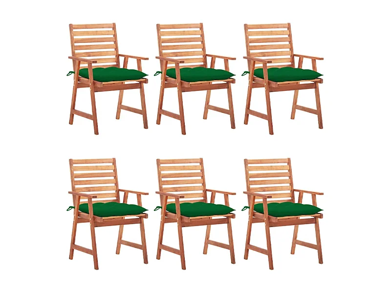 6 stuks tuinstoelen met massieve acaciakussens