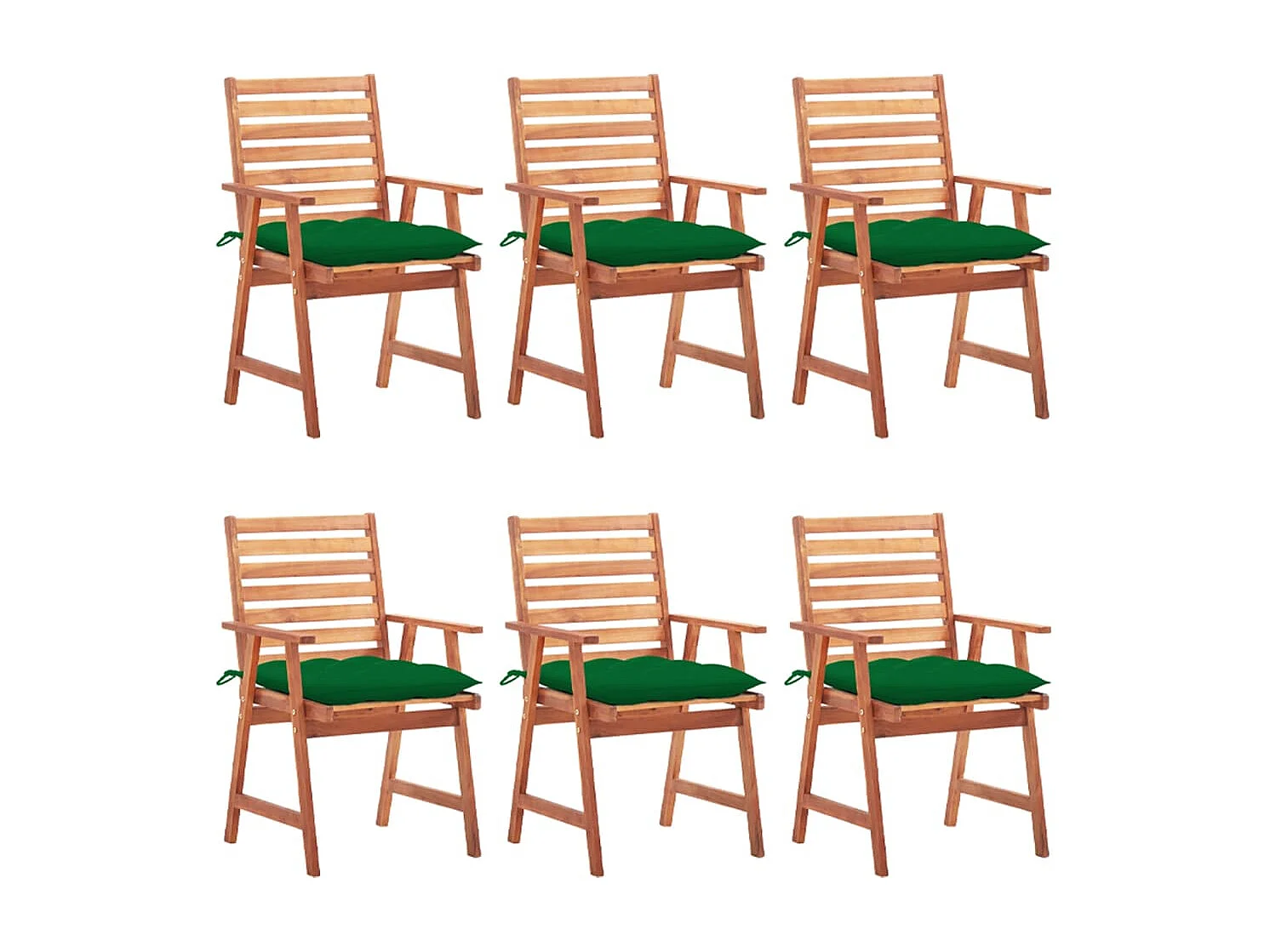 6 stuks tuinstoelen met massieve acaciakussens