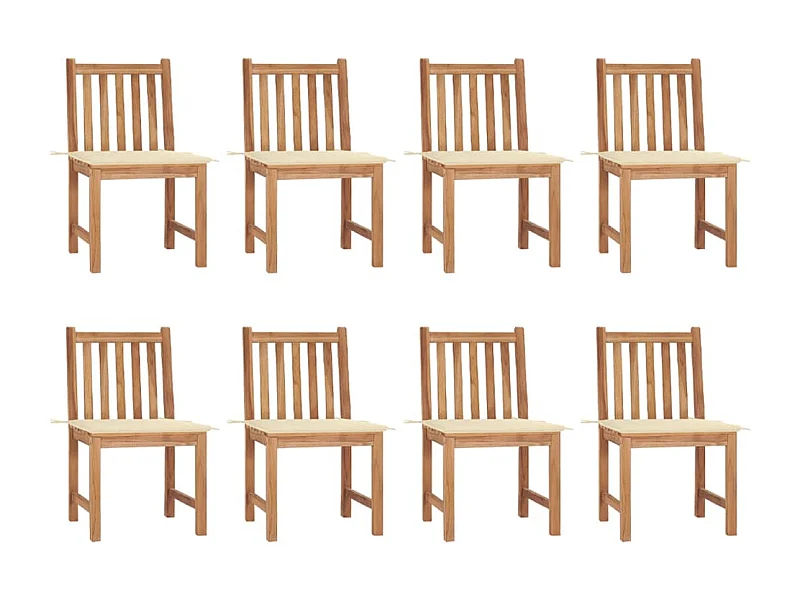 Tuinstoelen 8 stuks met kussens Massief teakhout