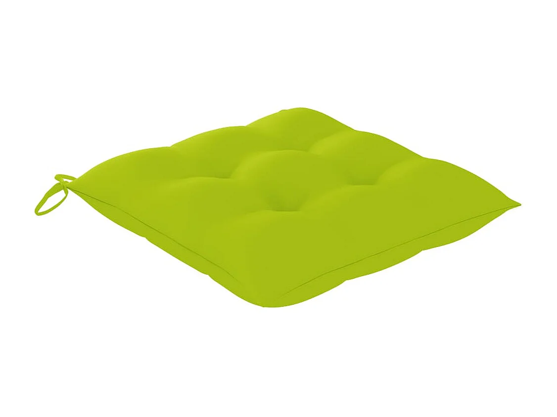 2 Stück Gartenstühle mit hellgrünen Kissen. Massives Teakholz