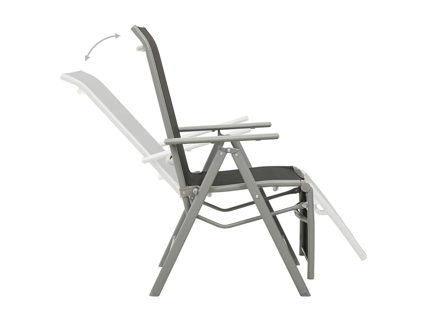 Chaise de jardin inclinable textilène et aluminium argenté