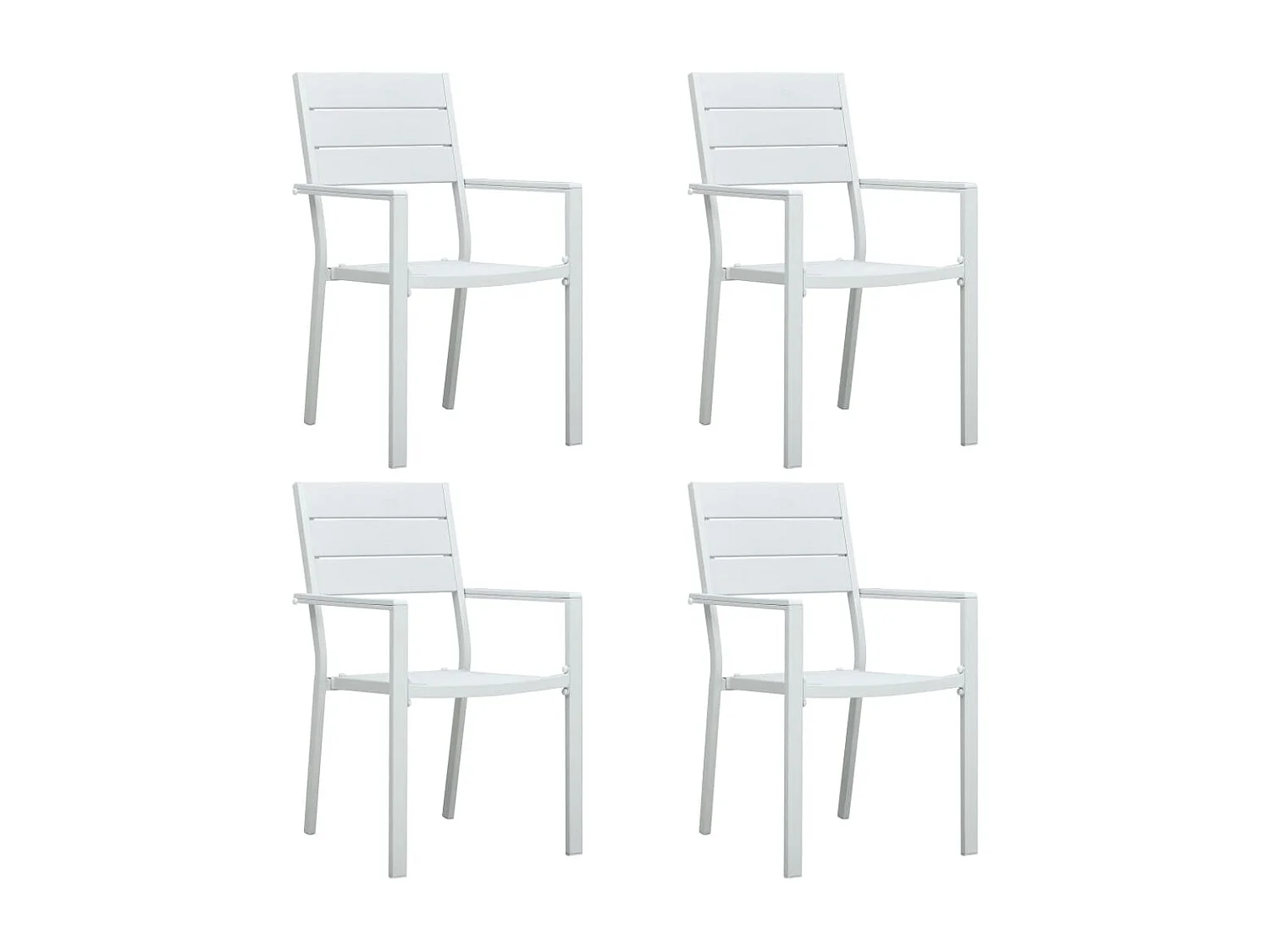 Chaises de jardin 4 pcs Blanc PEHD Aspect de bois