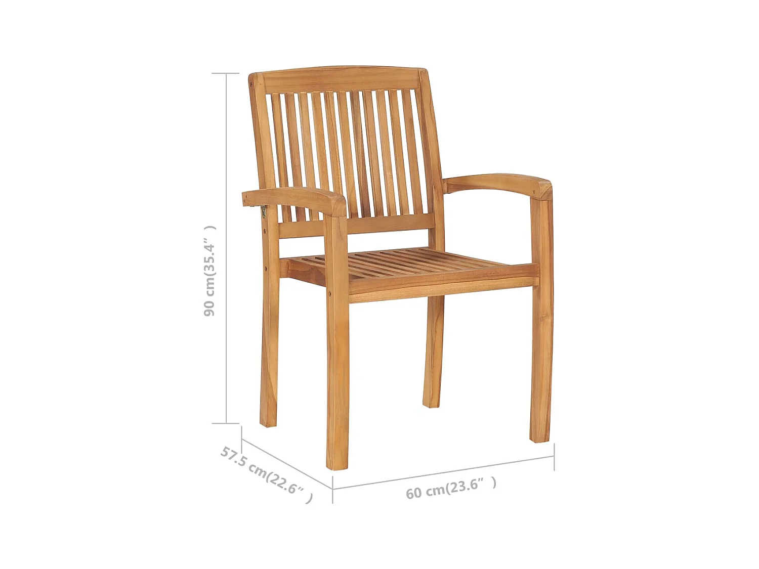 Sedie da giardino impilabili con cuscini 8 pz. Teak massiccio