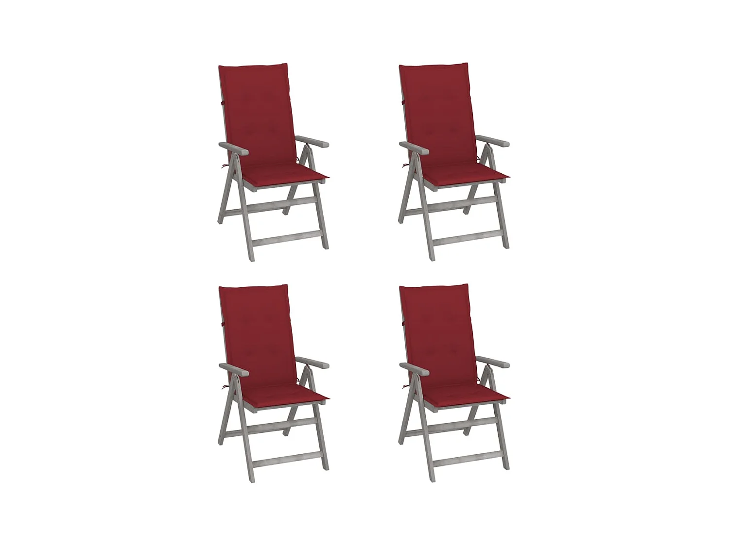 Chaises inclinables de jardin 4 pcs avec coussins Bois d'acacia