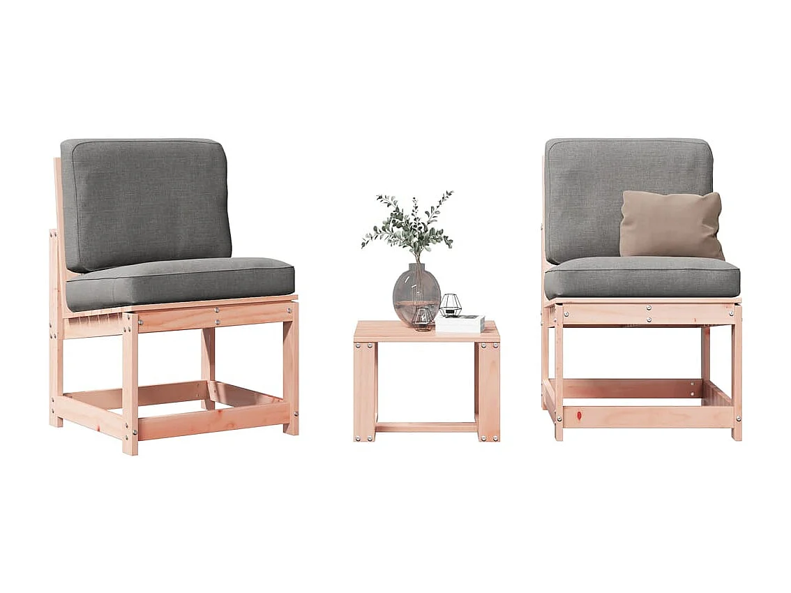 Muebles de jardín 3 piezas de madera maciza de Douglas.