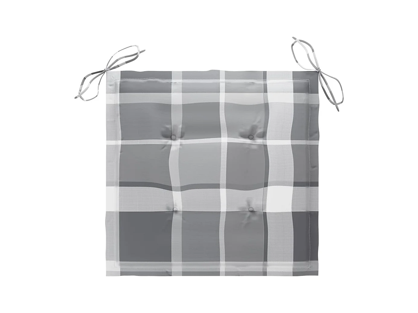 Chaises de jardin 2 pcs avec coussins à carreaux gris Teck