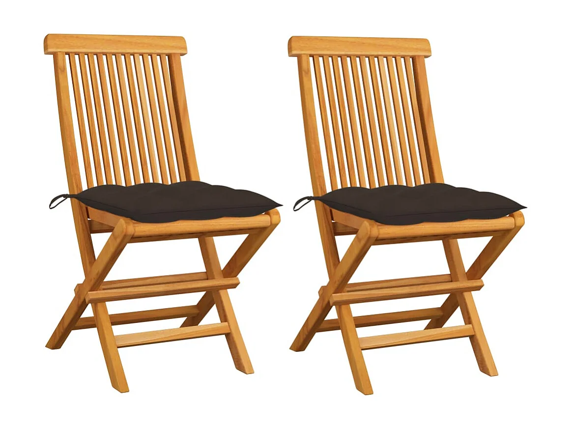 Chaises de jardin avec coussins taupe 2 pcs Bois de teck massif
