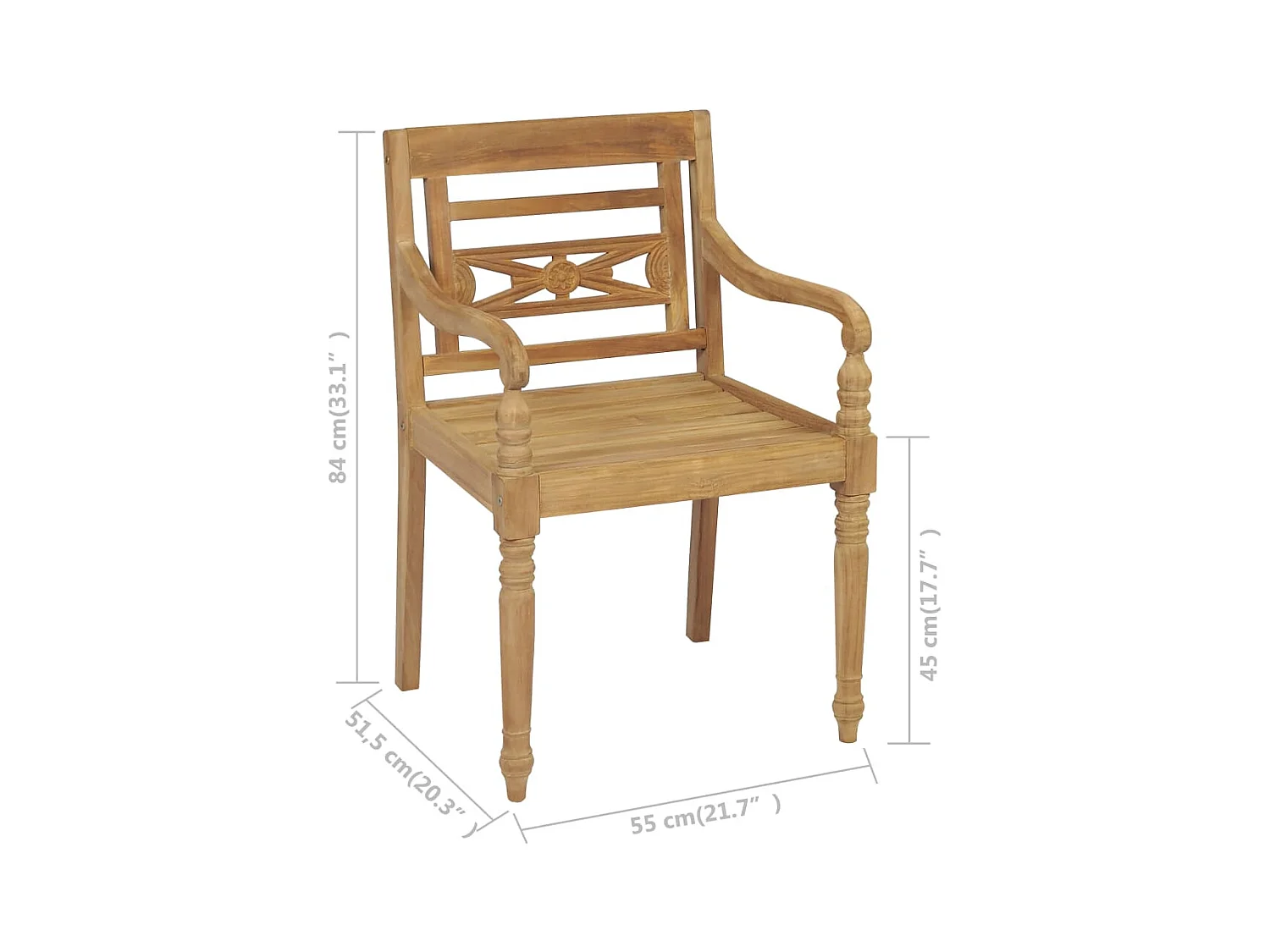 Chaises Batavia 2 pcs avec coussins verts Bois de teck massif