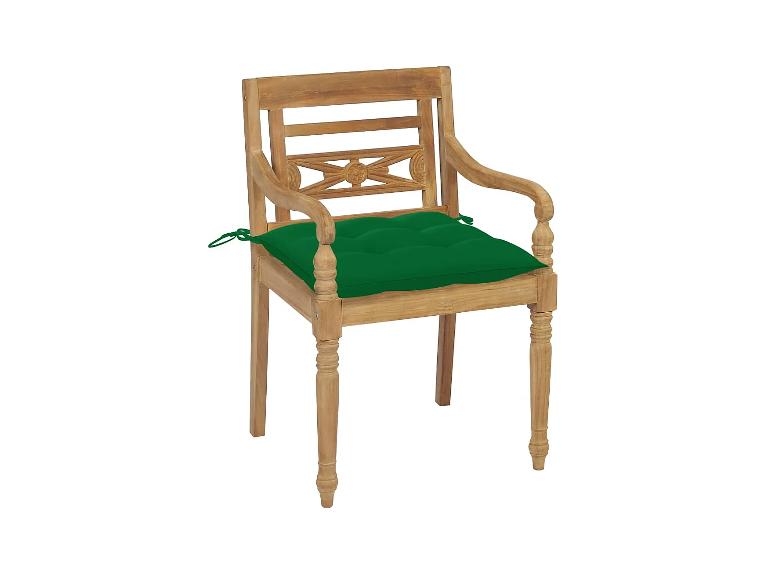 Chaises Batavia 2 pcs avec coussins verts Bois de teck massif