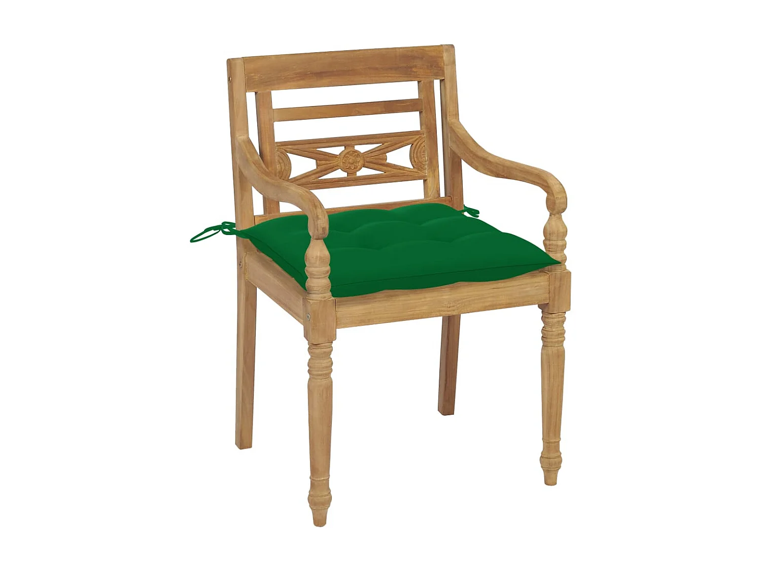 Chaises Batavia 2 pcs avec coussins verts Bois de teck massif