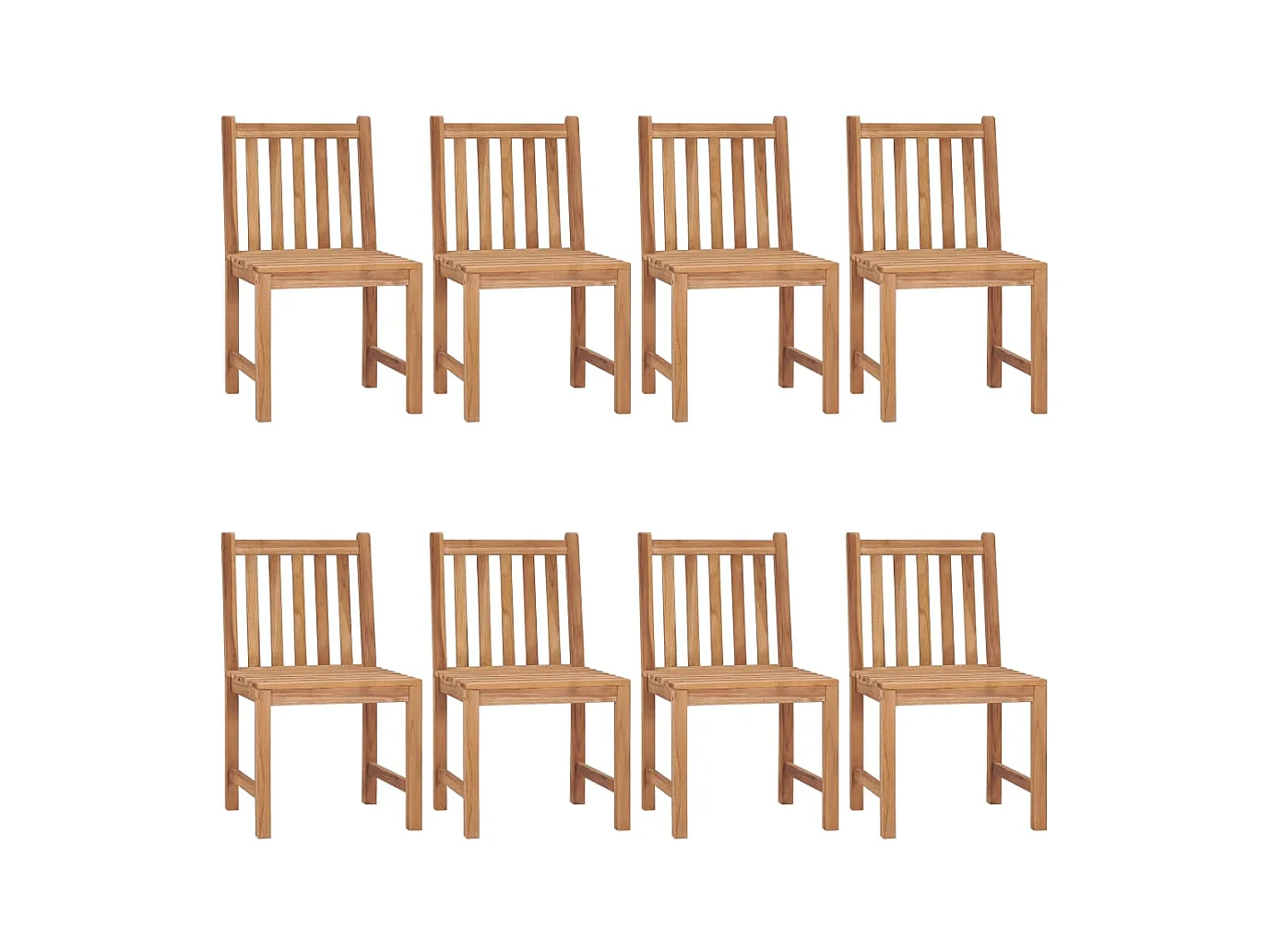 Chaises de jardin 8 pcs avec coussins Bois de teck massif