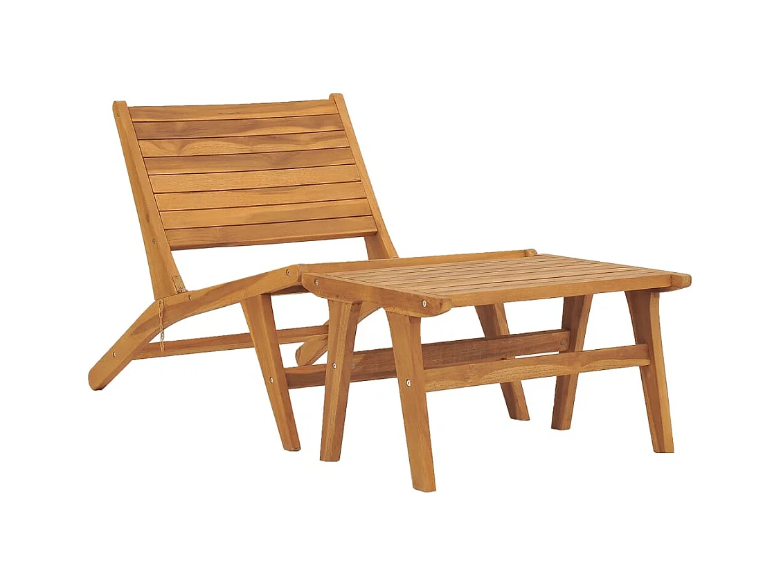 Chaise de jardin avec repose-pied Bois de teck solide