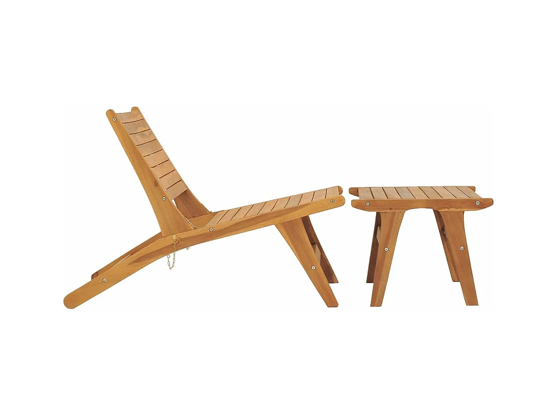 Chaise de jardin avec repose-pied Bois de teck solide