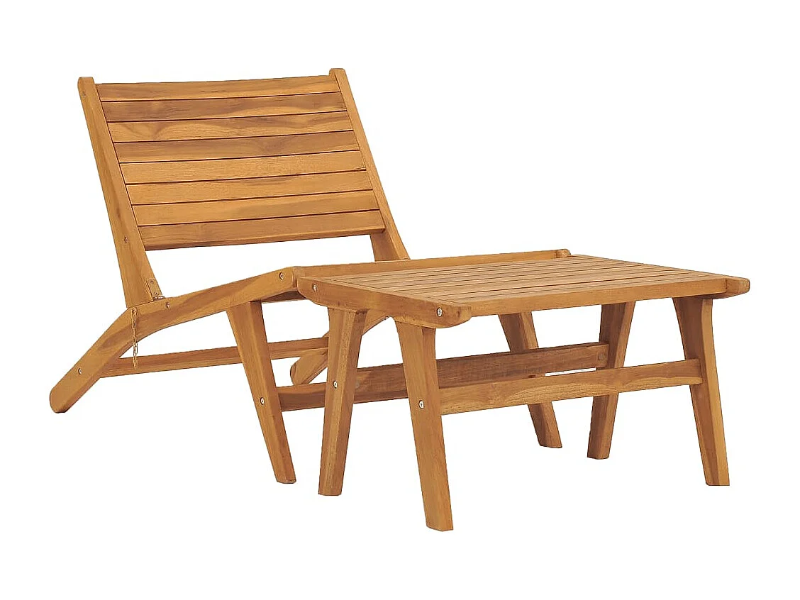 Chaise de jardin avec repose-pied Bois de teck solide