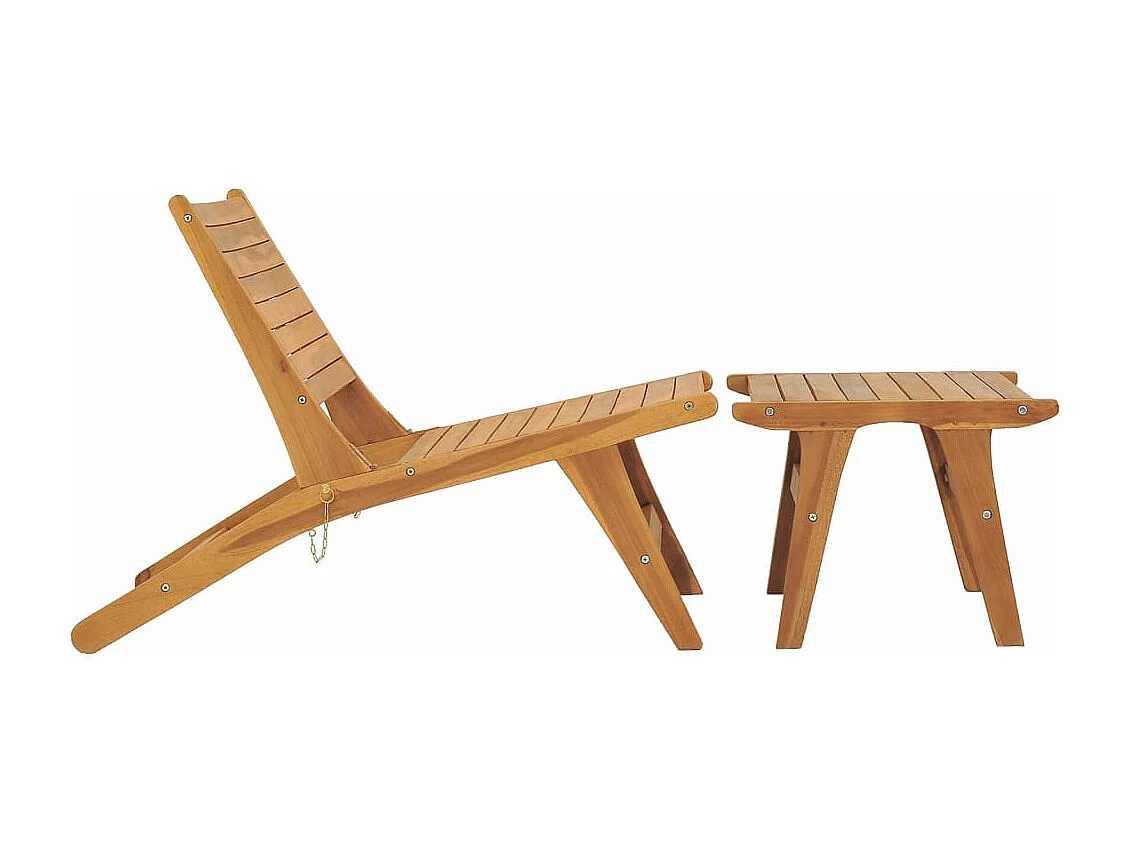 Chaise de jardin avec repose-pied Bois de teck solide