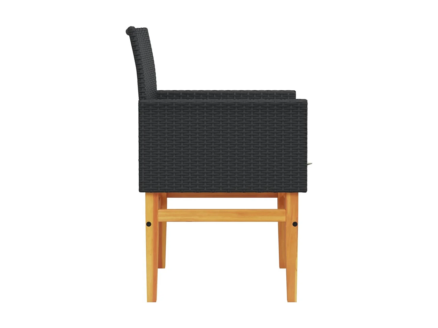 Chaises de jardin coussins lot de 2 noir résine tressée et bois