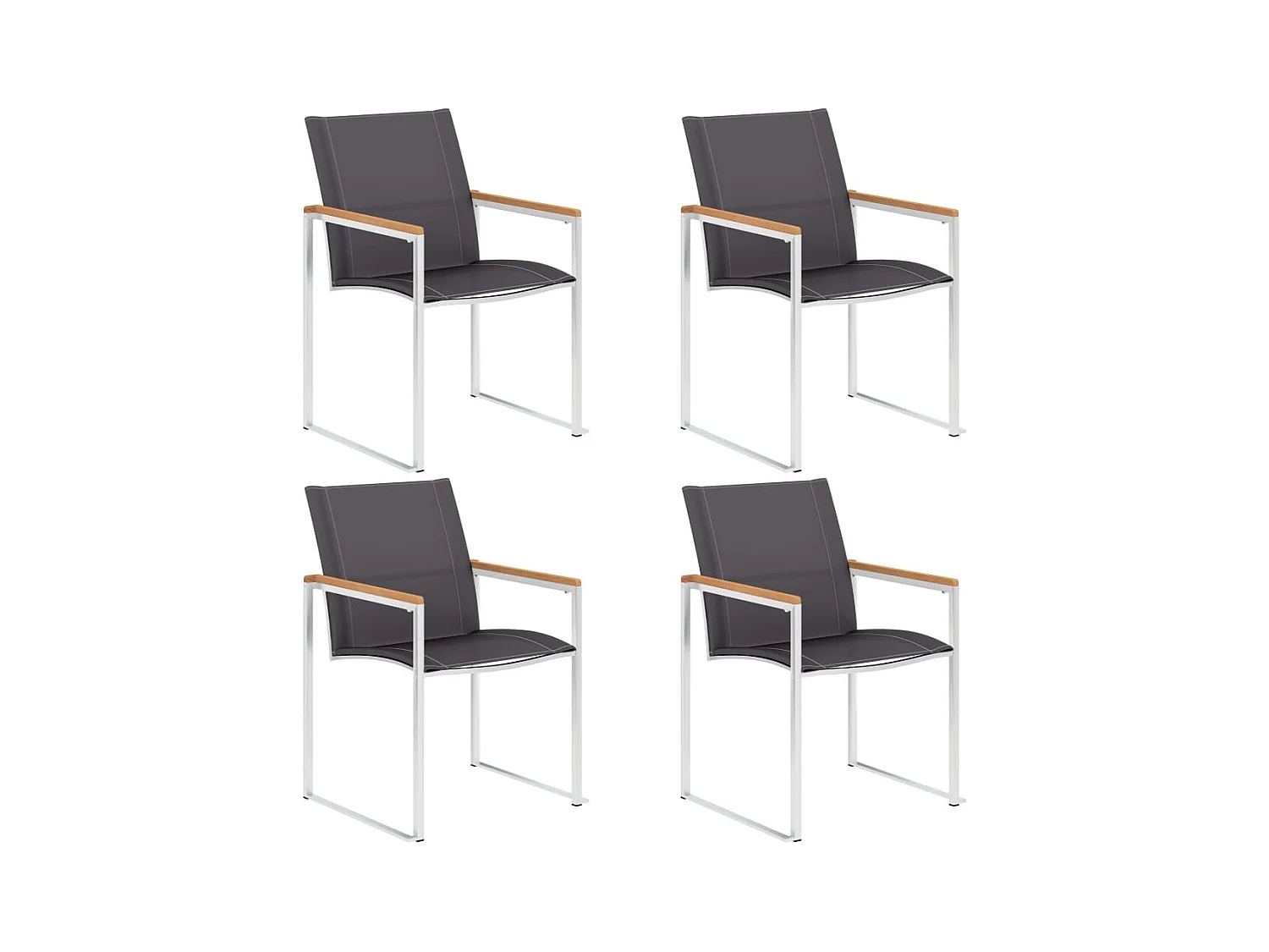 Chaises de jardin 4 pcs Textilène et acier inoxydable Gris