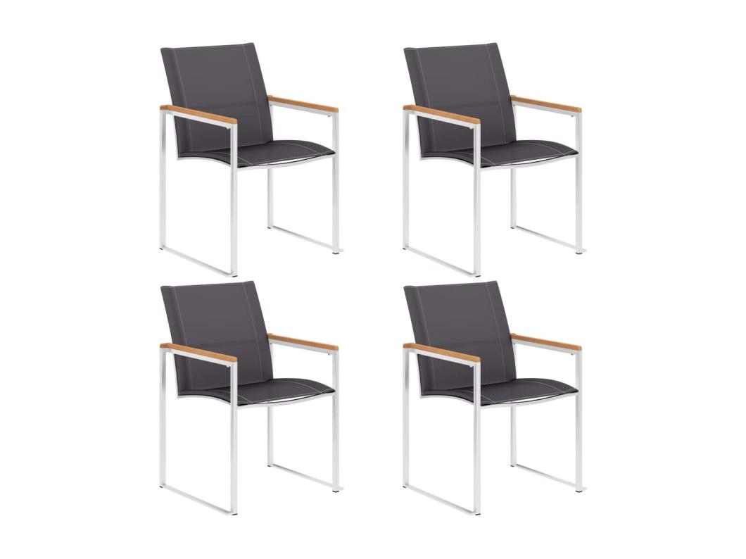 Tuinstoelen 4 stuks Textilene en RVS Grijs