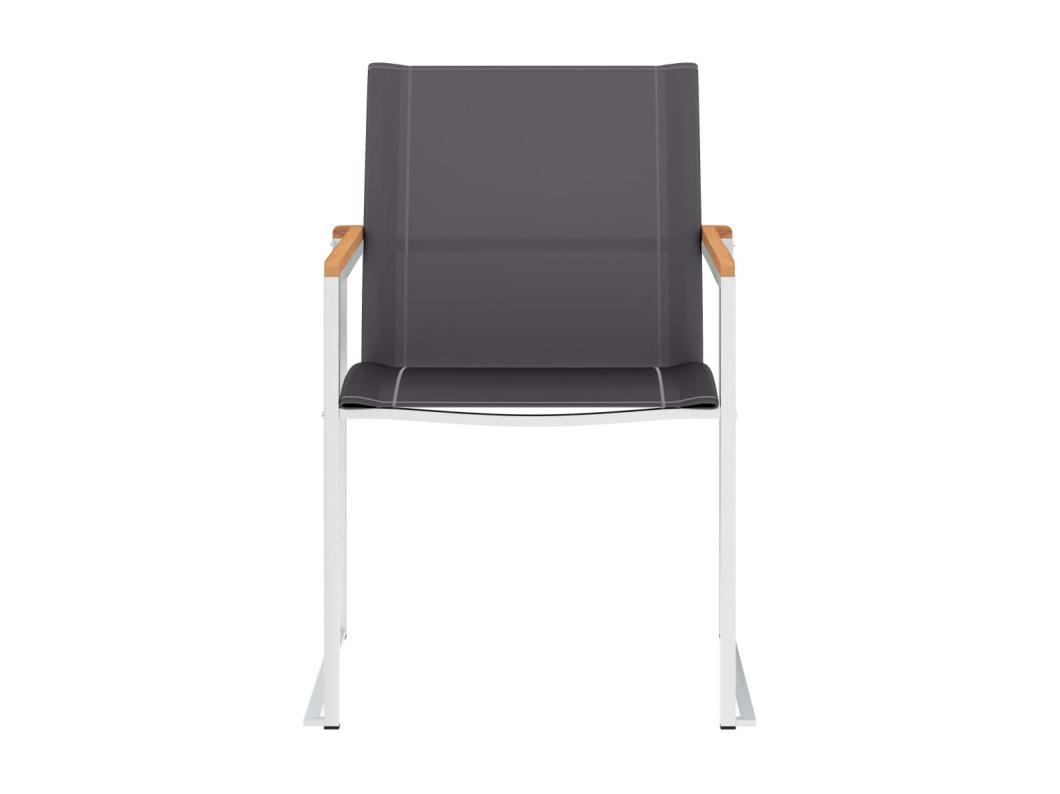 Chaises de jardin 4 pcs Textilène et acier inoxydable Gris