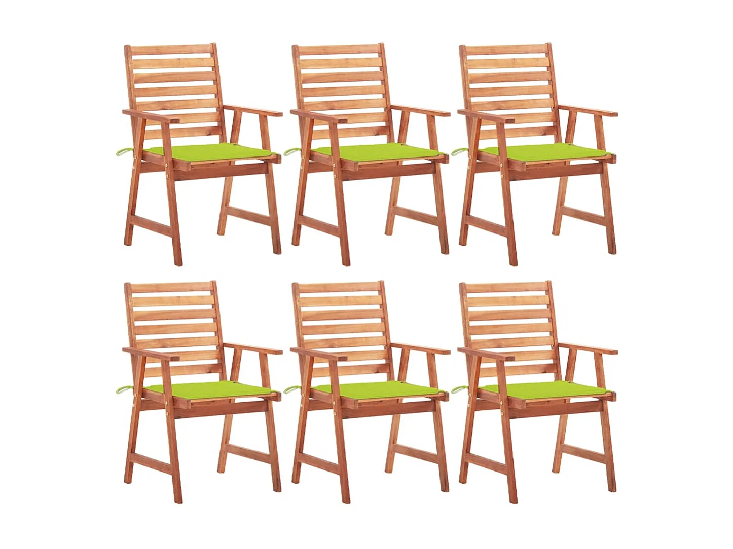 Chaises à dîner d'extérieur 6 pcs avec coussins Acacia massif