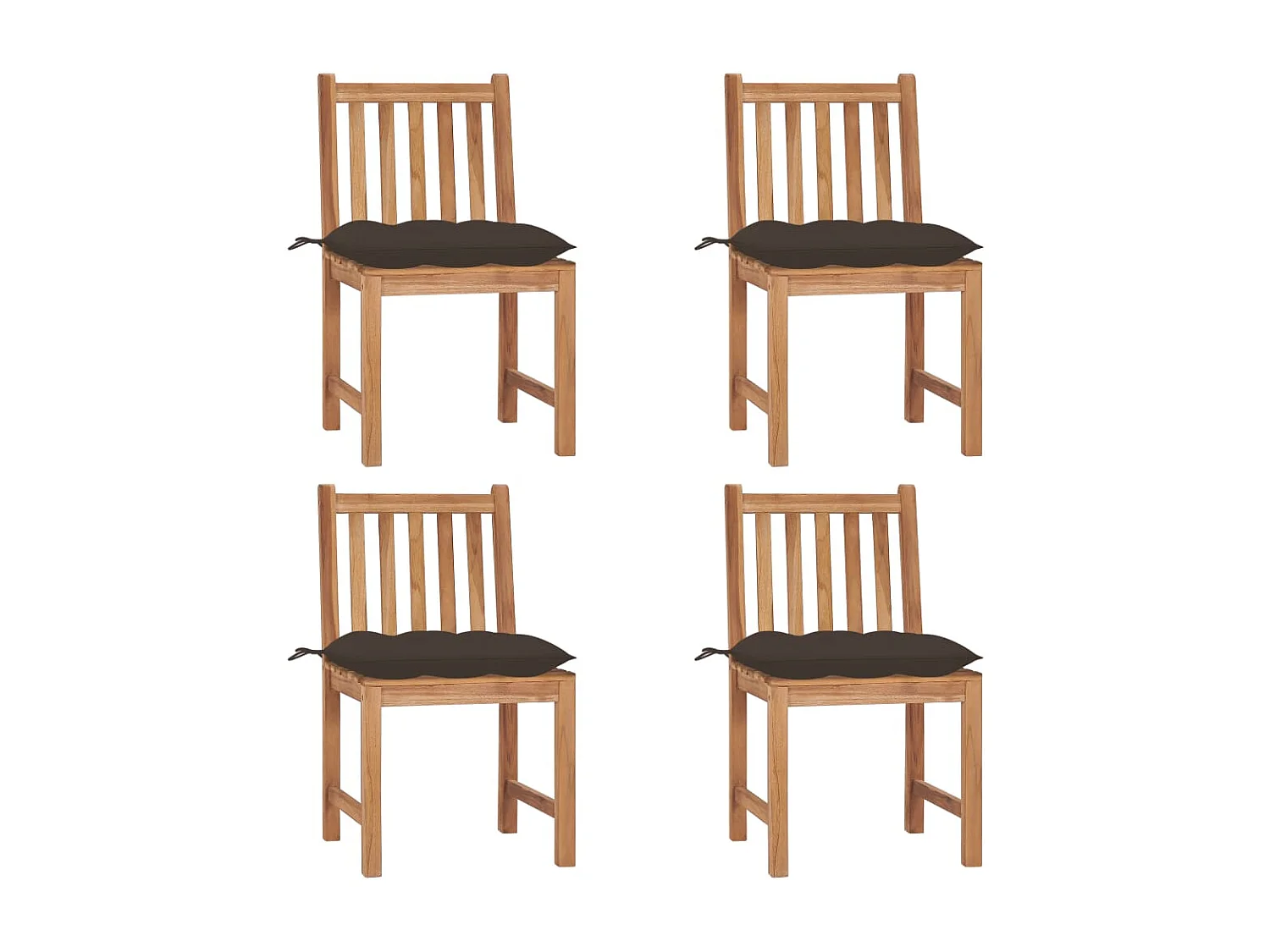 Chaises de jardin 4 pcs avec coussins Bois de teck massif
