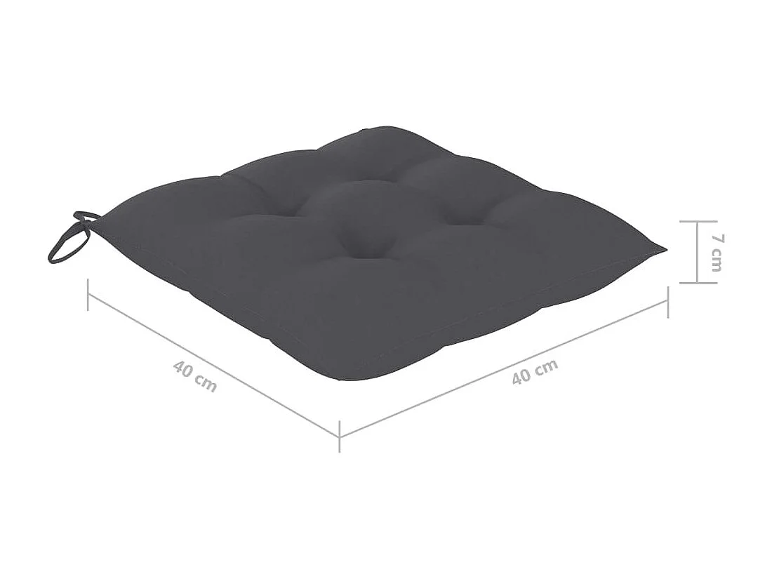 Chaises de jardin 2 pcs avec coussins anthracite Bois de teck