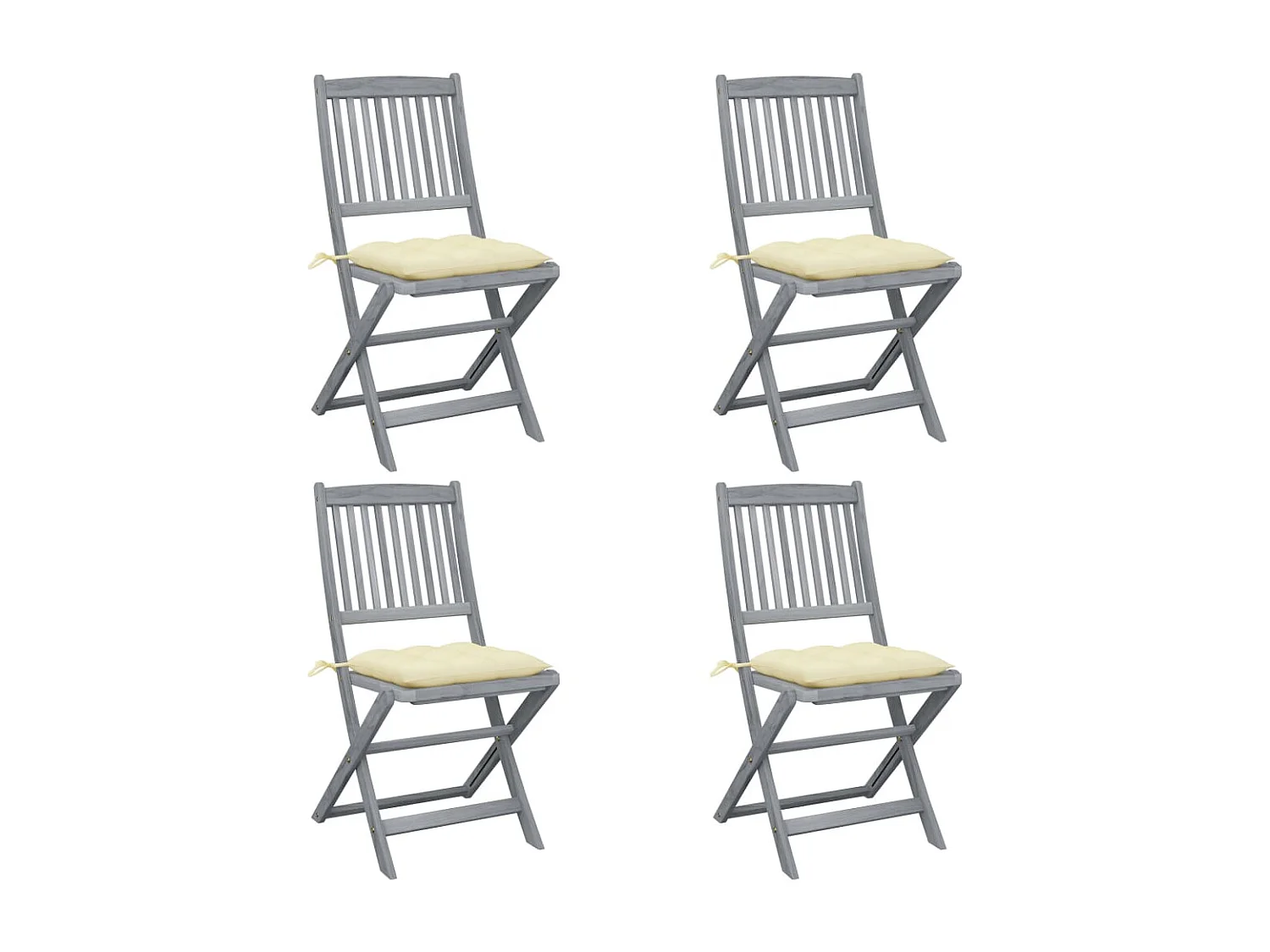 Chaises pliables d'extérieur 4 pcs avec coussins Bois d'acacia